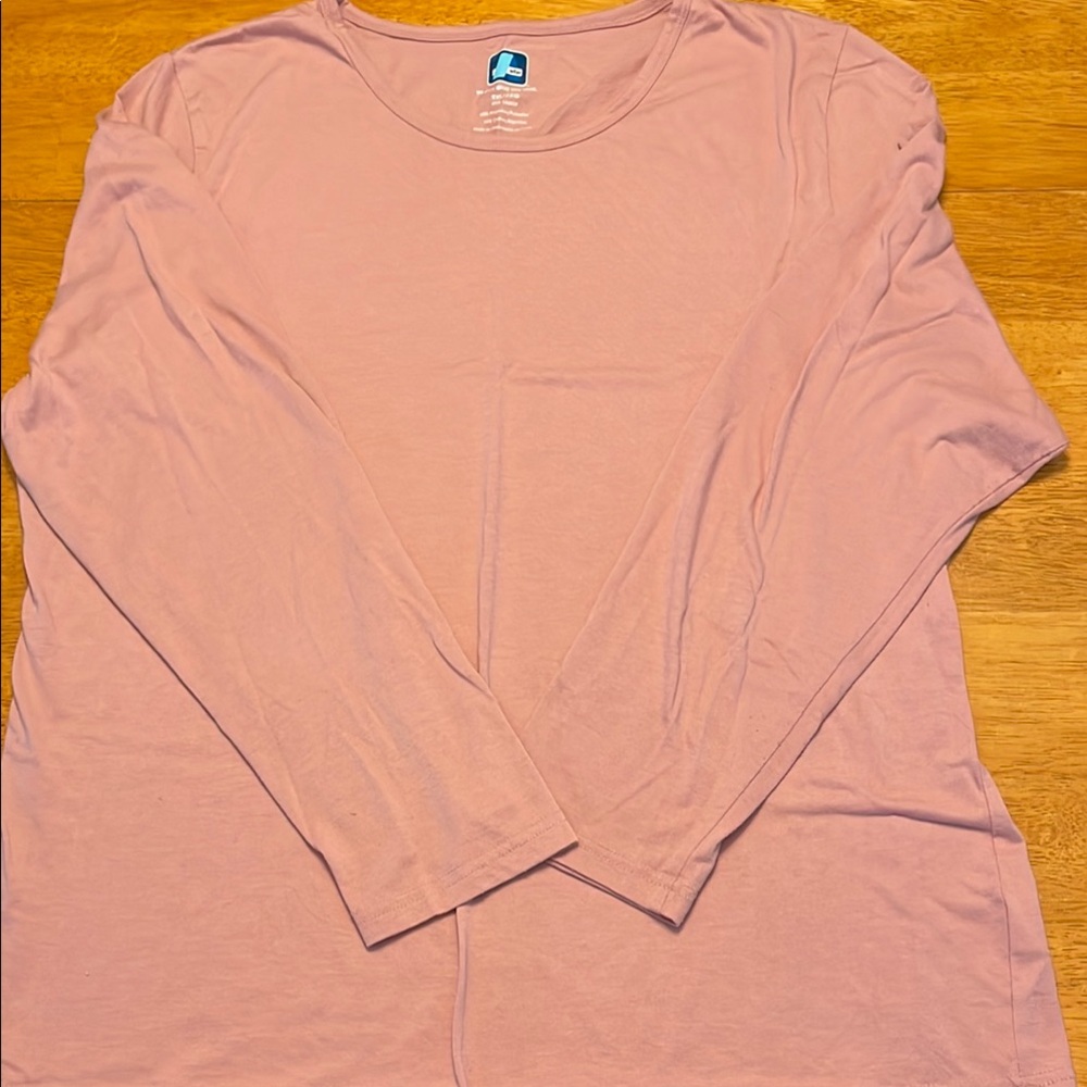 Adar Dusty Rose Long Sleeve Under Scrubs Top